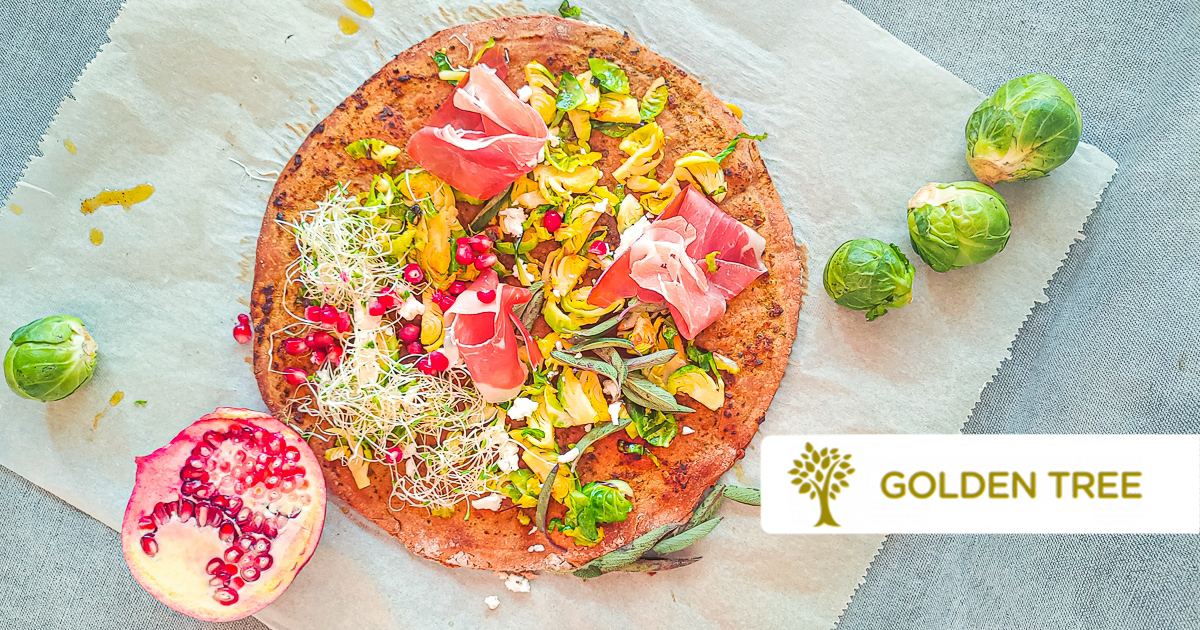Pizza integrale con salvia e melagrana